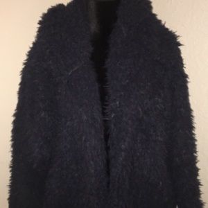 Express Navy blue faux fur jacket
